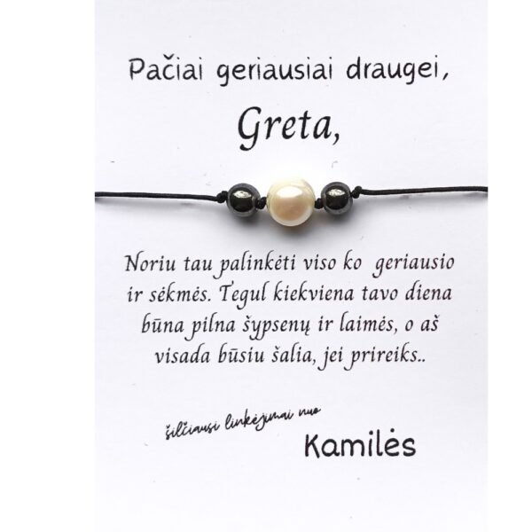 Sėkmės apyrankė su perlo ir hematito karoliukais