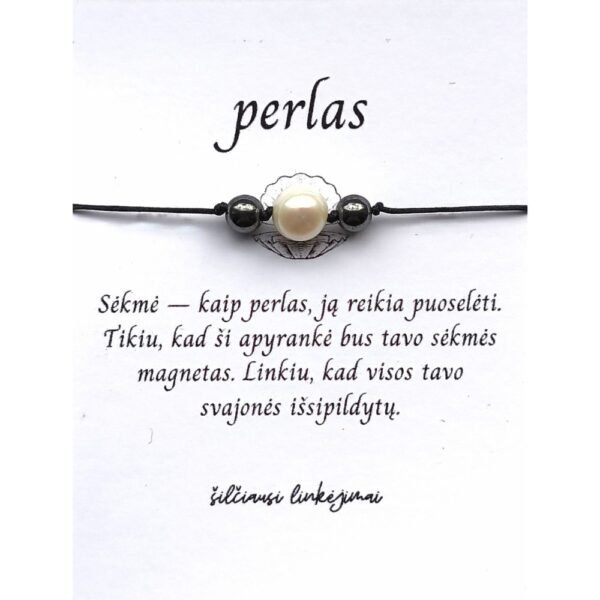 Sėkmės apyrankė su perlo ir hematito karoliukais