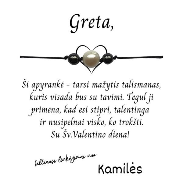 Sėkmės apyrankė su perlo ir hematito karoliukais
