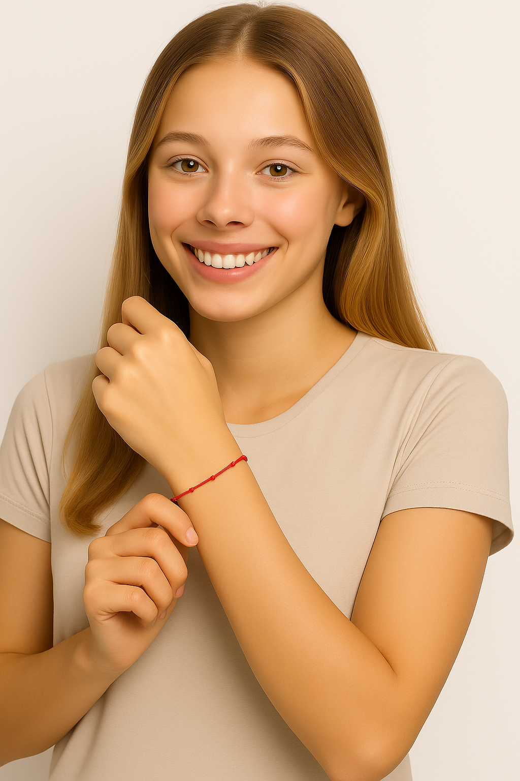 Raudono siūlo apyrankė su 7 mazgais - Image 2